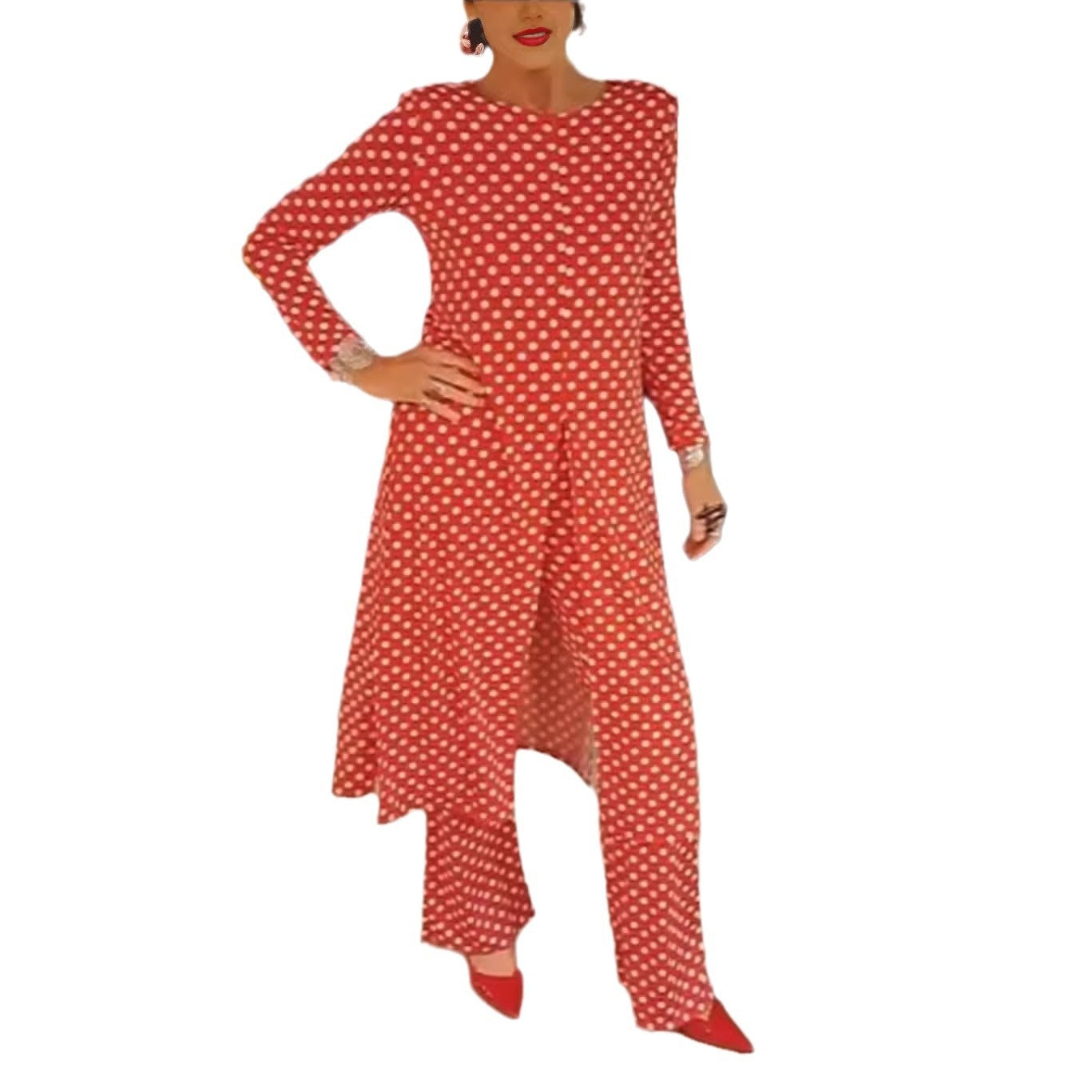✨SOLDES 50 % DE RÉDUCTION ✨ Ensemble 2 pièces à pois (haut et pantalon)