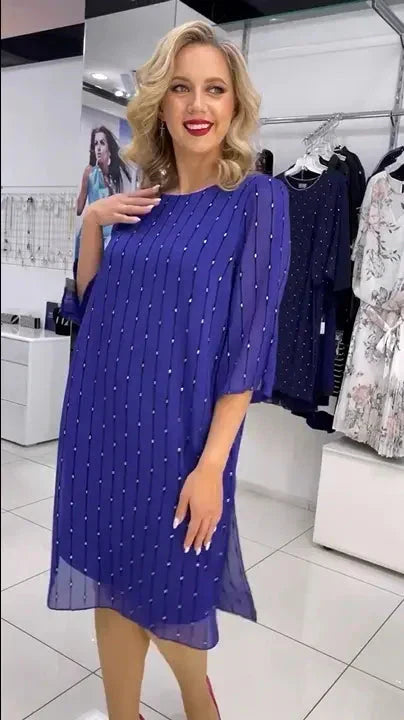 Promotion de réduction limitée dans le temps⏰Robe imprimée à col rond pour femmes🌸