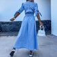 Robe en denim boutonnée à col en V pour femmes