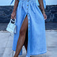 Robe en denim boutonnée à col en V pour femmes