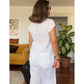 Ensemble élégant 2 pièces en lin et coton : chemise à manches courtes et pantalon à jambes larges