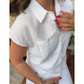 Ensemble élégant 2 pièces en lin et coton : chemise à manches courtes et pantalon à jambes larges