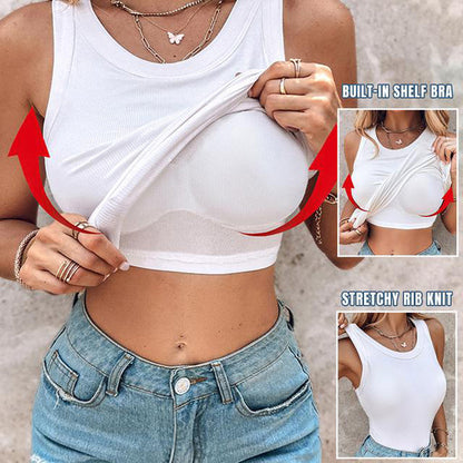 👗 PROMO FLASH 53% ! 🔥 Débardeur Côtelé avec Soutien-gorge Intégré – Coupe Gainante, Confort Ultime & 6 Couleurs 👙