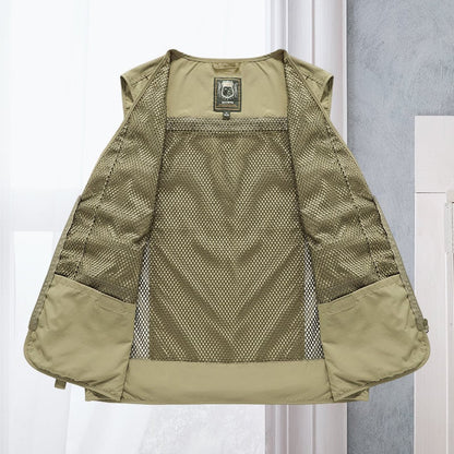 Gilet cargo respirant en maille avec fermeture éclair