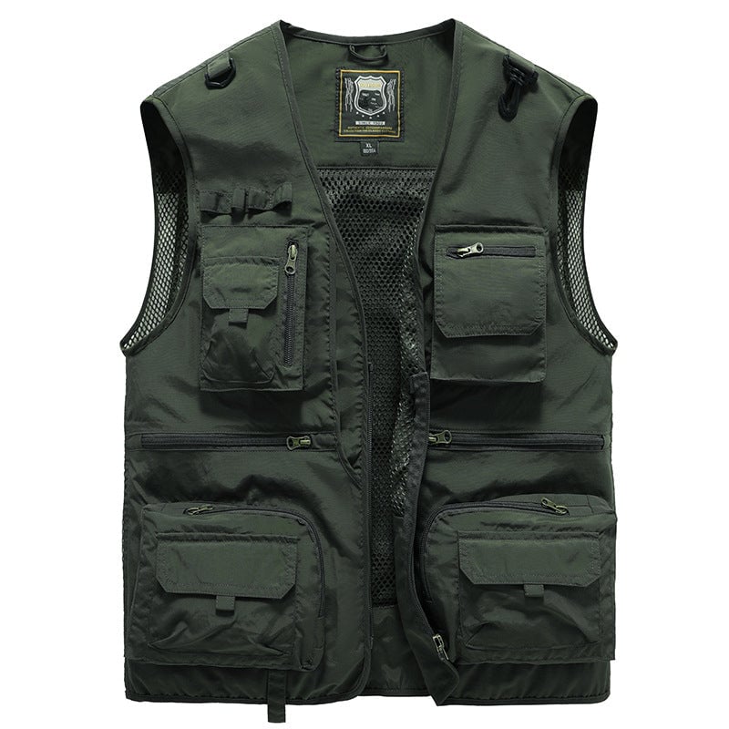 Gilet cargo respirant en maille avec fermeture éclair