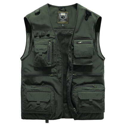 Gilet cargo respirant en maille avec fermeture éclair