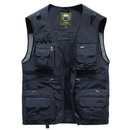 Gilet cargo respirant en maille avec fermeture éclair