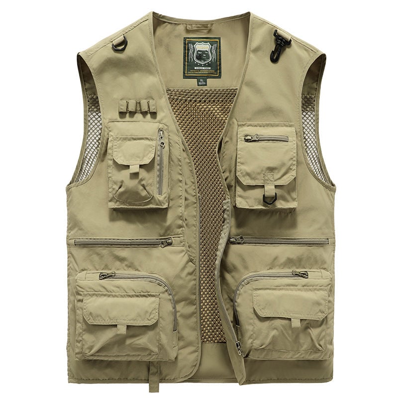 Gilet cargo respirant en maille avec fermeture éclair