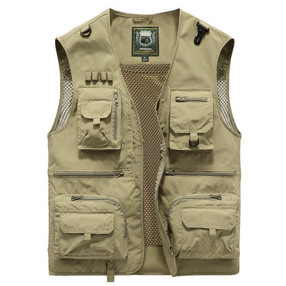 Gilet cargo respirant en maille avec fermeture éclair
