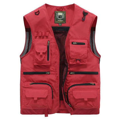 Gilet cargo respirant en maille avec fermeture éclair
