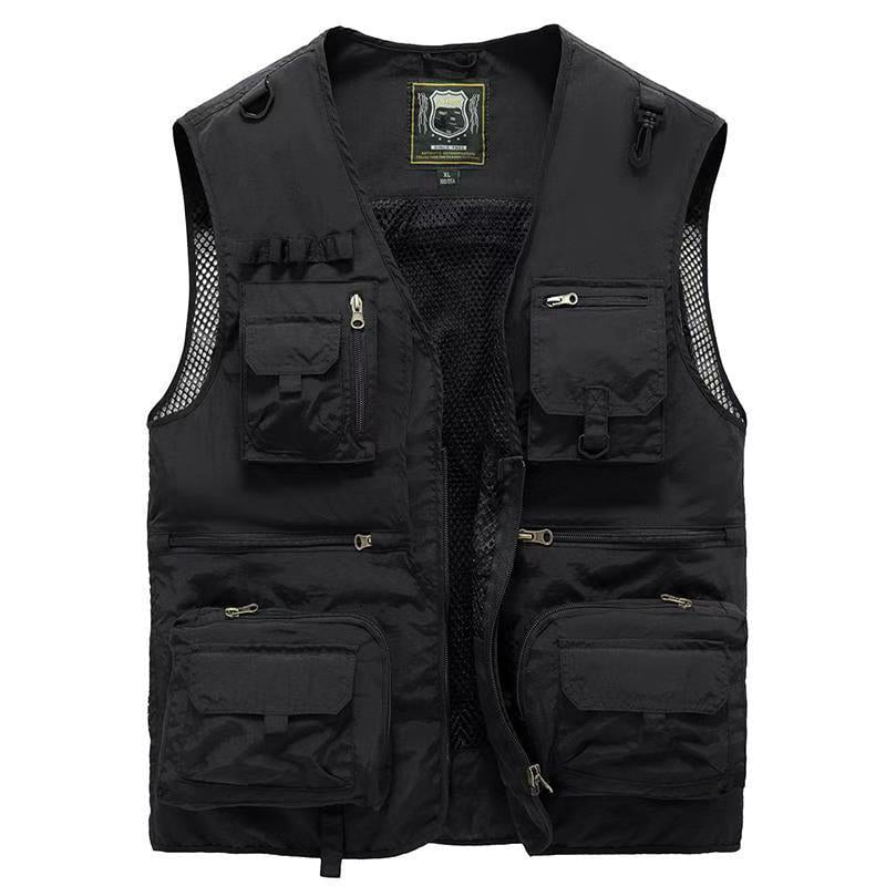 Gilet cargo respirant en maille avec fermeture éclair