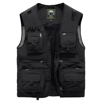Gilet cargo respirant en maille avec fermeture éclair