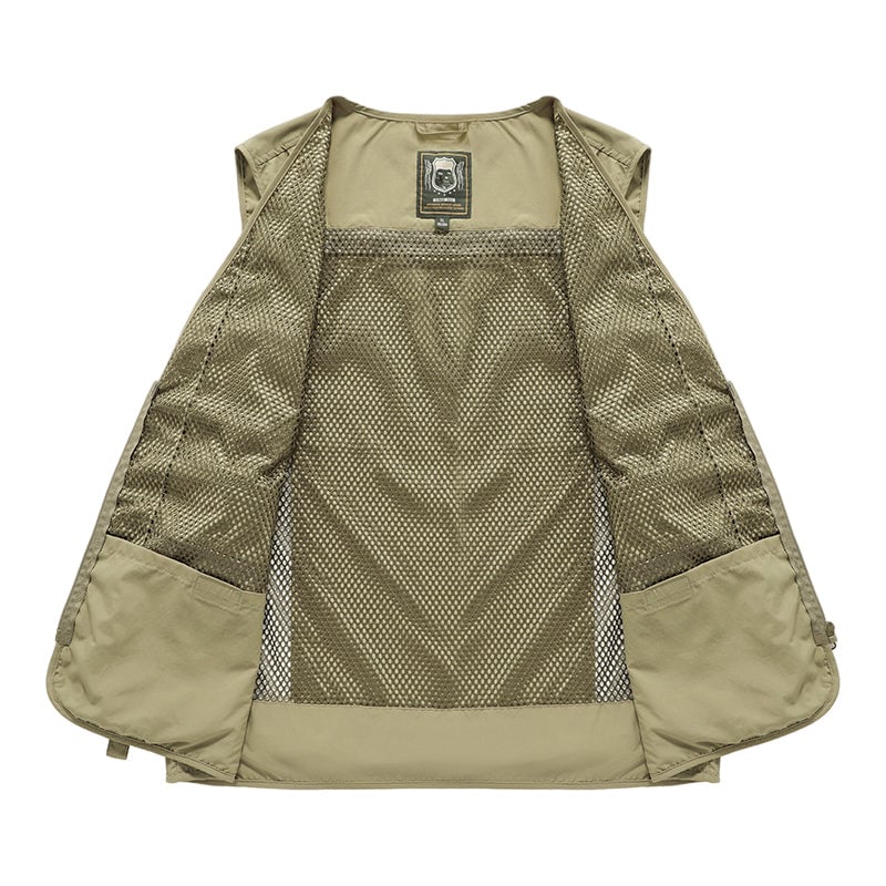 Gilet cargo respirant en maille avec fermeture éclair