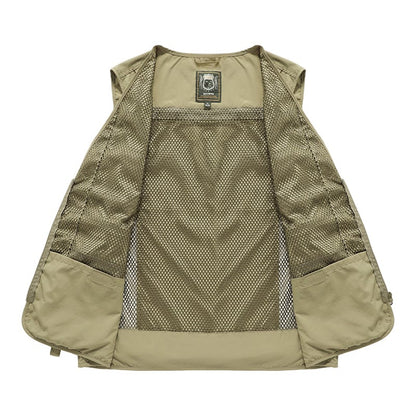 Gilet cargo respirant en maille avec fermeture éclair