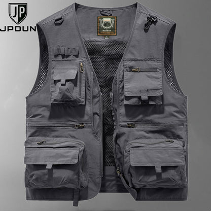Gilet cargo respirant en maille avec fermeture éclair