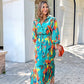 【🛒Livraison Gratuit & 50% de réduction】Lapel Button Printed Maxi Dress