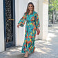 【🛒Livraison Gratuit & 50% de réduction】Lapel Button Printed Maxi Dress