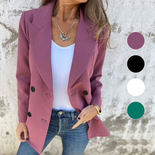 Blazer Tendance à Manches Longues de Couleur Unie