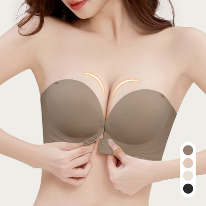 Soutien-gorge Push-up à Fermeture Frontale avec Bretelles Invisibles