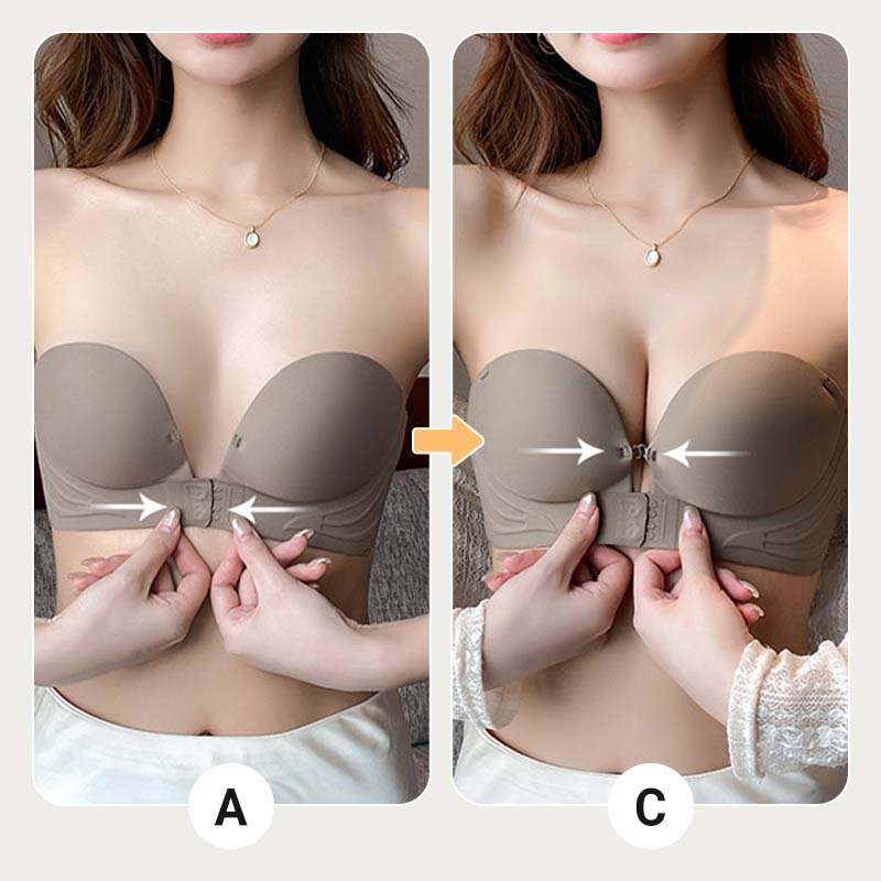 Soutien-gorge Push-up à Fermeture Frontale avec Bretelles Invisibles
