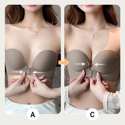 Soutien-gorge Push-up à Fermeture Frontale avec Bretelles Invisibles