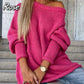 Pull à col rond de couleur unie en tricot pour femmes