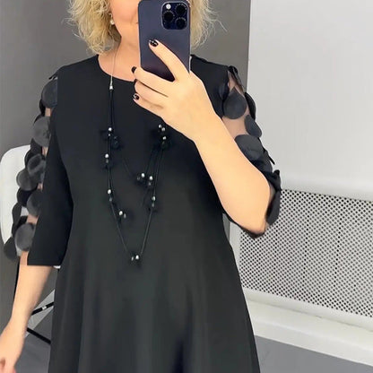 【💥Livraison gratuite 50% de réduction💥】👗Robe évasée grande taille avec décoration à pois👗