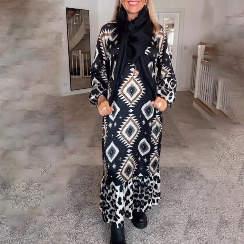 🍂Spécialités d'automne🍂Robe manches longues imprimée et facile