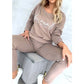 Ensemble 2 Pièces - Top à Col Rond Imprimé et Pantalon avec Poches Pratiques