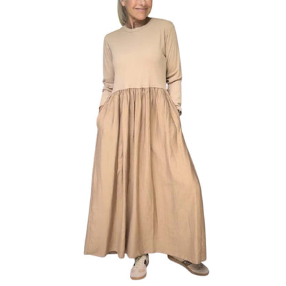 Robe midi en tricot fluide avec manches complètes