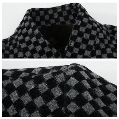 Veste chaude à carreaux tendance pour hommes avec poches