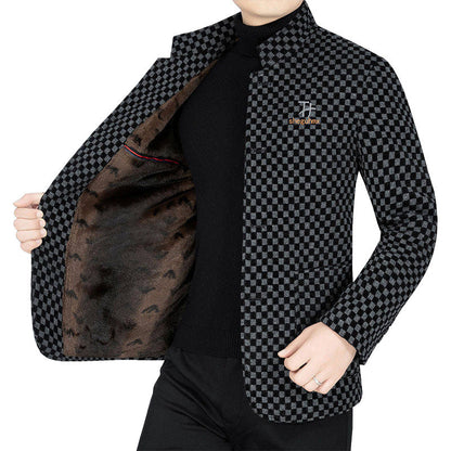 Veste chaude à carreaux tendance pour hommes avec poches