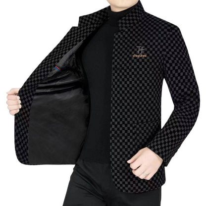 Veste chaude à carreaux tendance pour hommes avec poches