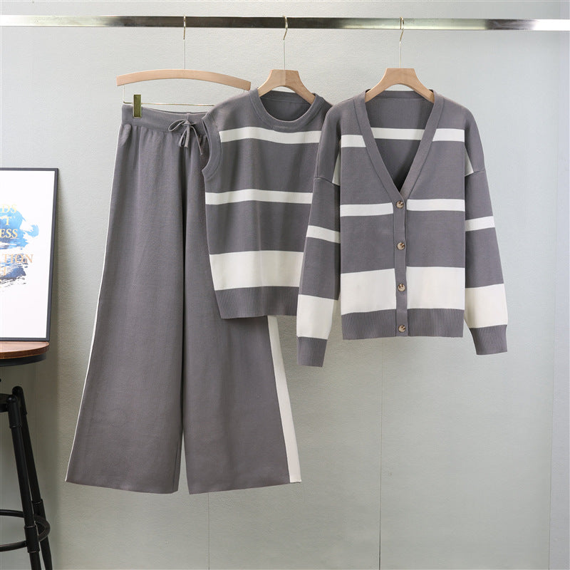 Ensemble de Détente Tricoté pour Femmes en 3 Pièces