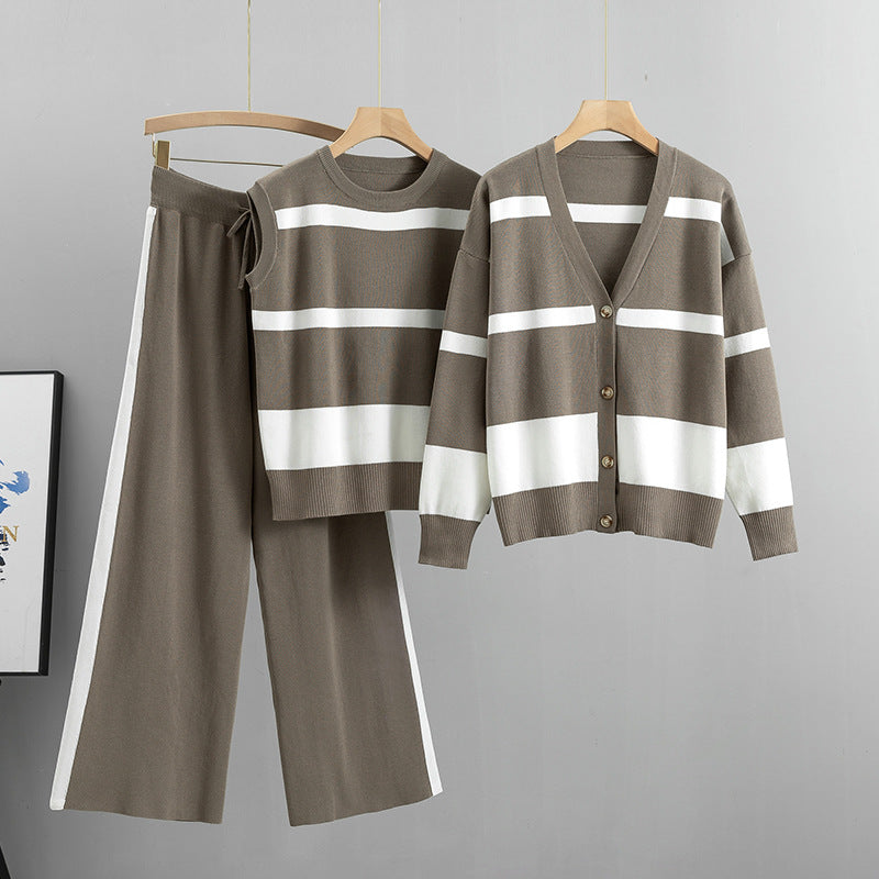 Ensemble de Détente Tricoté pour Femmes en 3 Pièces
