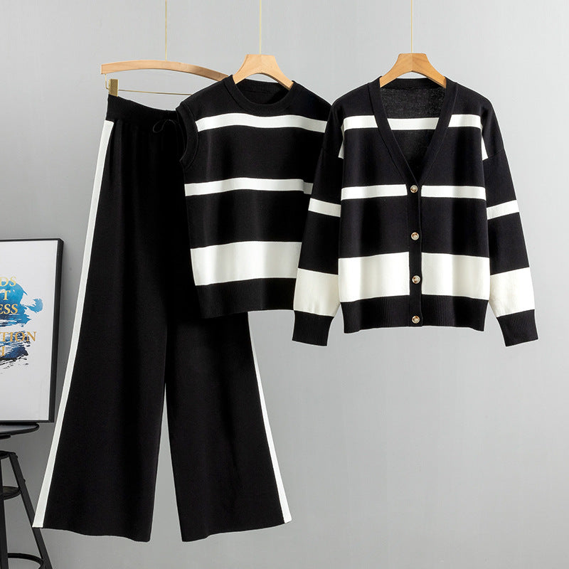 Ensemble de Détente Tricoté pour Femmes en 3 Pièces