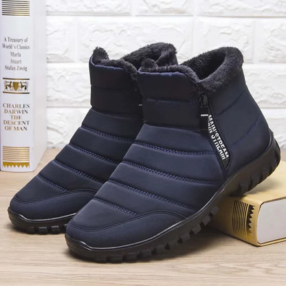 Bottes de neige à la cheville imperméables en coton chaud avec fermeture éclair