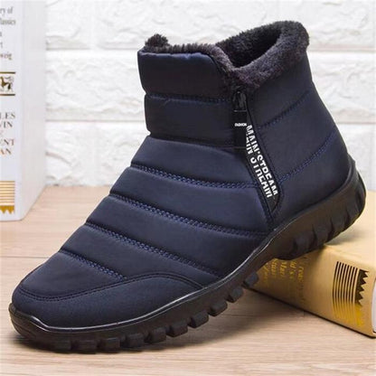 Bottes de neige à la cheville imperméables en coton chaud avec fermeture éclair
