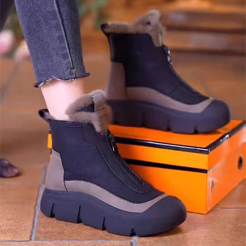 Bottes de neige chaudes et imperméables avec fermeture éclair pour femmes