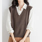 Gilet en Tricot à col en V Ultra-Doux pour Femmes
