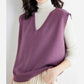 Gilet en Tricot à col en V Ultra-Doux pour Femmes