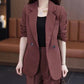 Ensemble 2 Pièces Tendance de Couleur Unie pour Femmes : Blazer et Pantalon
