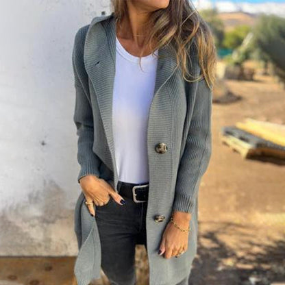 🌸 OFFRE LIMITÉE –50% ! ✨ Cardigan boutonné avec capuche pour femmes