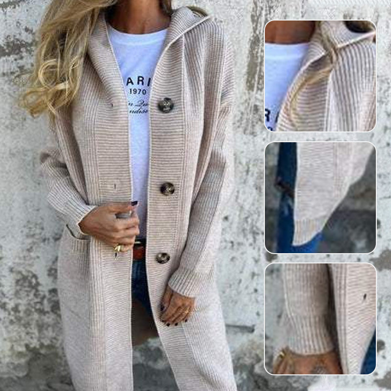 🌸 OFFRE LIMITÉE –50% ! ✨ Cardigan boutonné avec capuche pour femmes