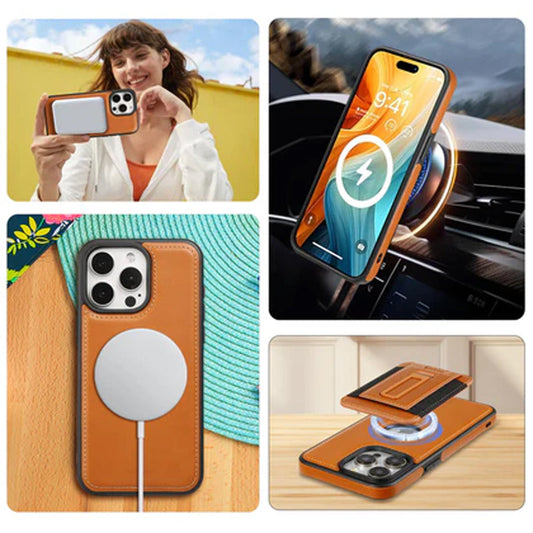 Coque Élégante avec Porte-cartes Intégré et Support pour iPhone