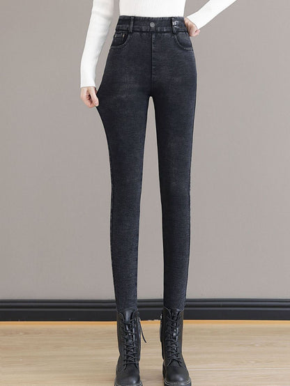 👖 60% DE RÉDUCTION! ✨ JEAN SKINNY CHAUD - Taille Haute & Tissu Stretch, Confort Optimal pour l'Hiver, Style Tendance pour Quotidien et Sorties ❄️💃