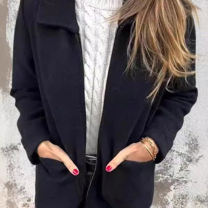 Veste Tricotée pour Femmes avec Fermeture Éclair et Poches