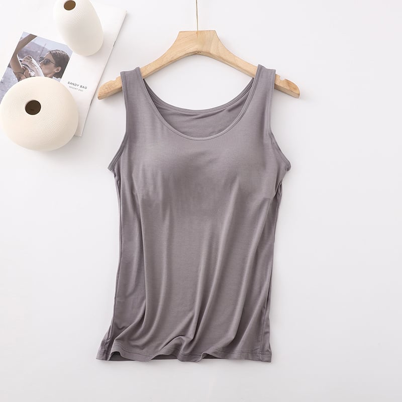 Débardeur classique en couleur unie avec soutien-gorge intégré pour femmes