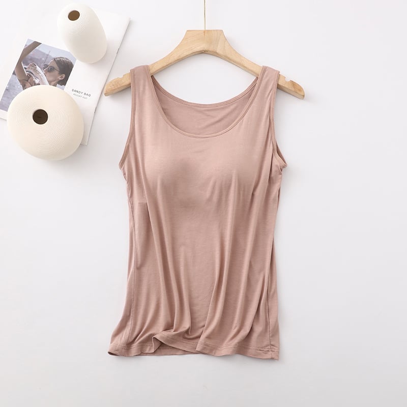Débardeur classique en couleur unie avec soutien-gorge intégré pour femmes