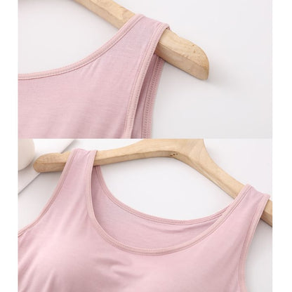 Débardeur classique en couleur unie avec soutien-gorge intégré pour femmes